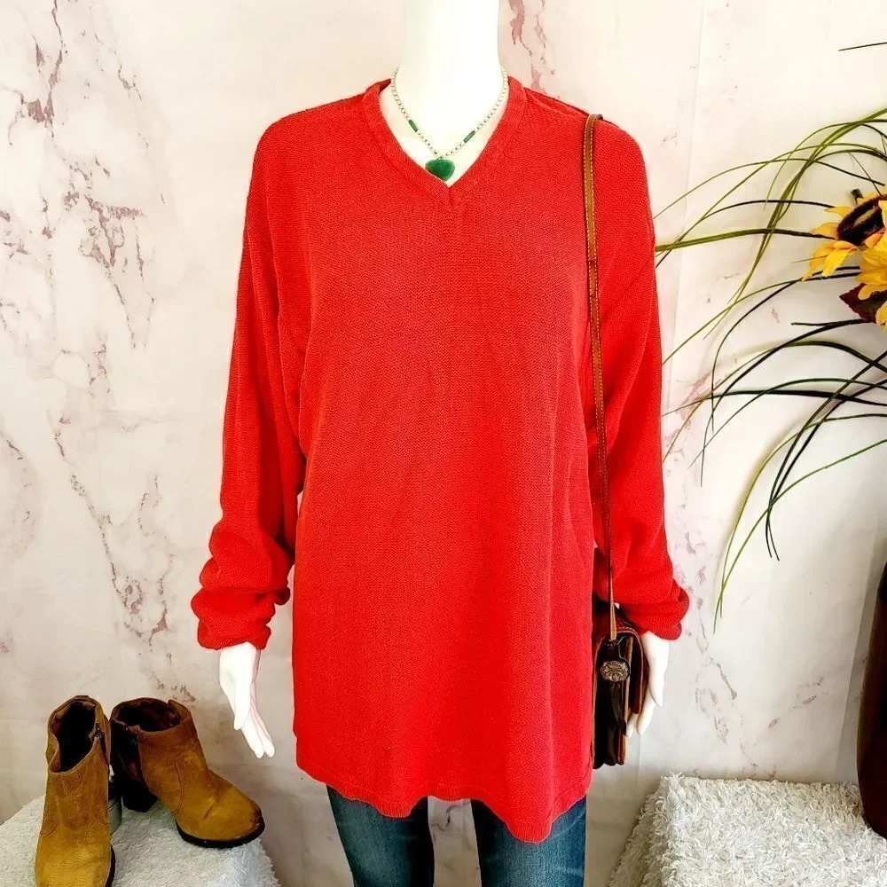 Gap v neck red knit sweater